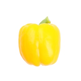 Photo of Ripe yellow bell pepper on white background