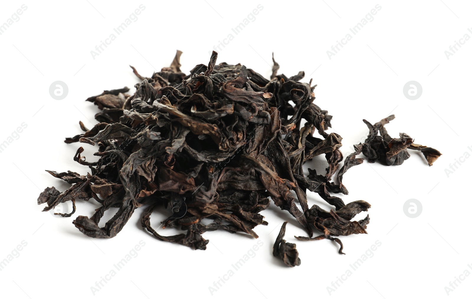 Photo of Heap of Da Hong Pao Oolong tea on white background