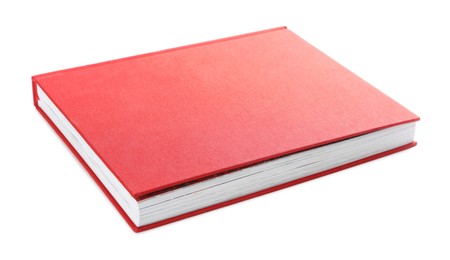 Photo of Book with red cover on white background