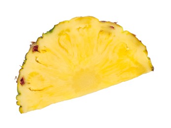 Slice of tasty ripe pineapple isolated on white,