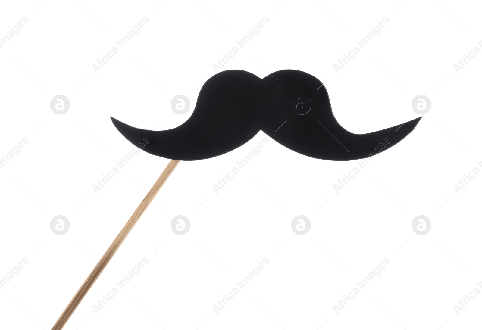 Photo of Fake paper mustache on stick against white background