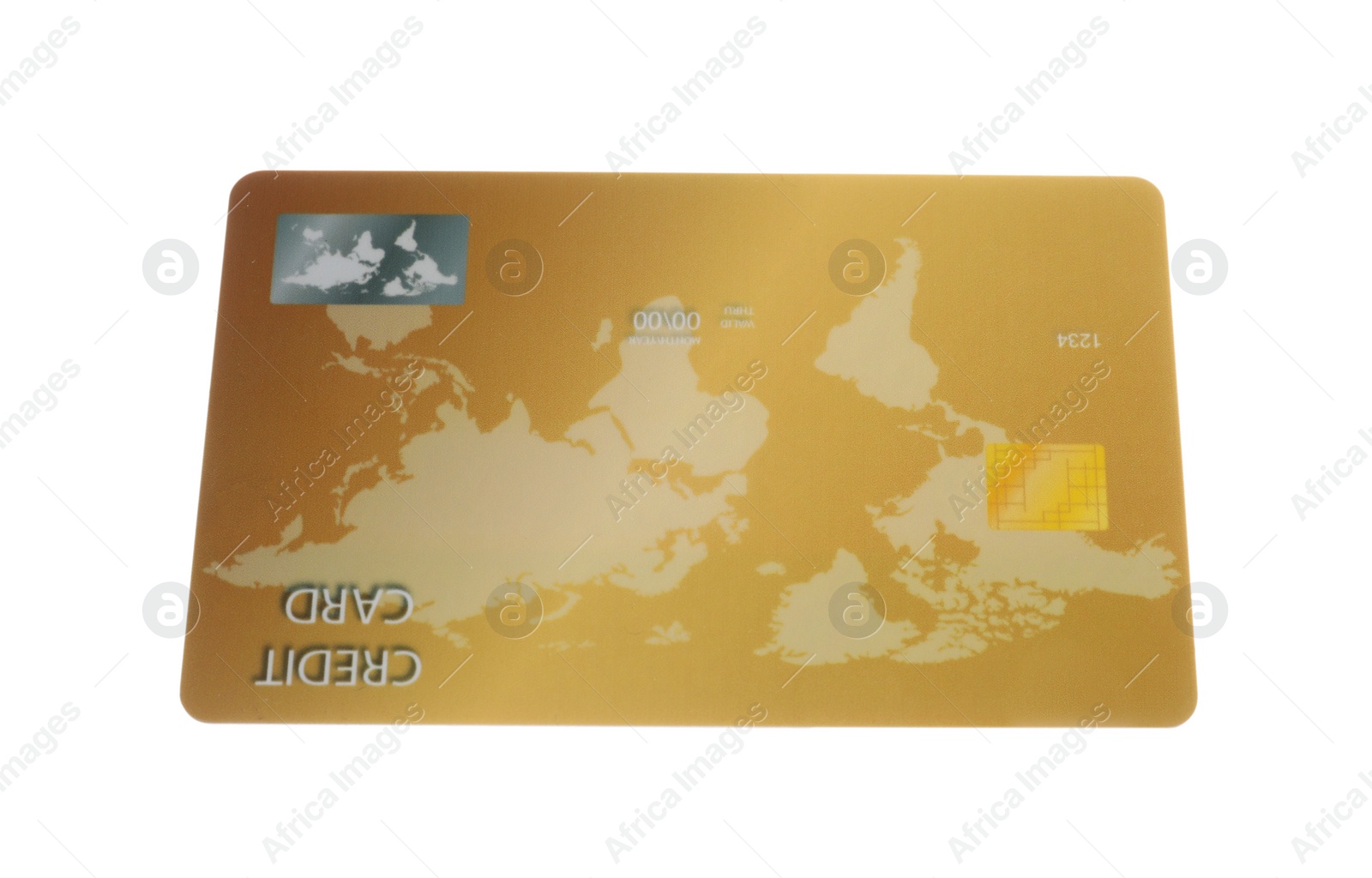 Photo of Golden plastic credit card isolated on white