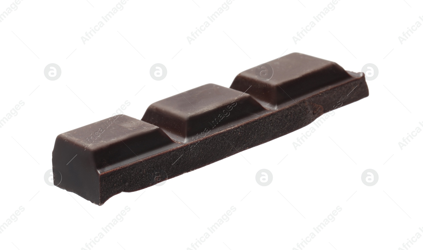 Photo of Piece of delicious dark chocolate isolated on white