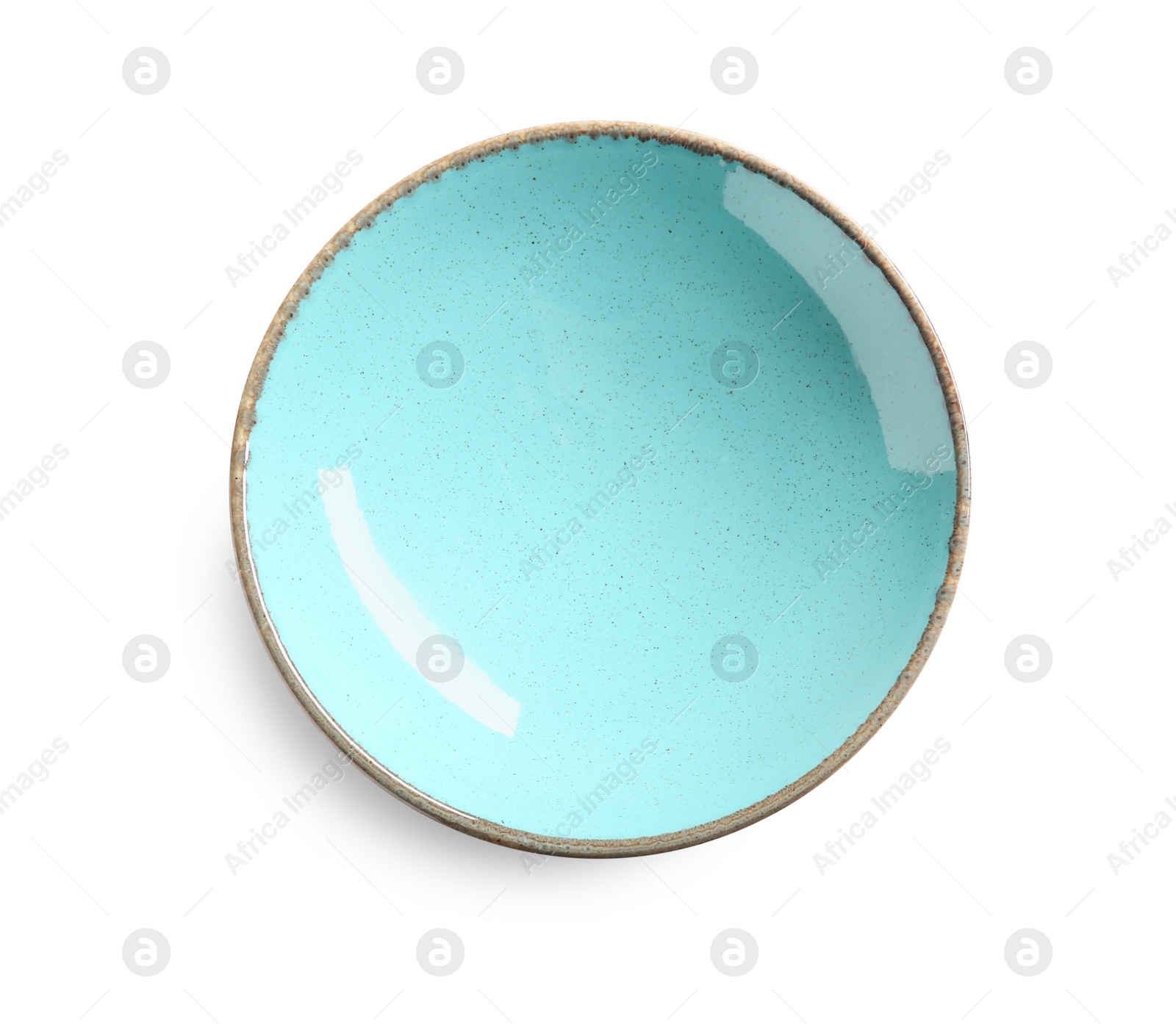 Photo of One ceramic plate isolated on white, top view