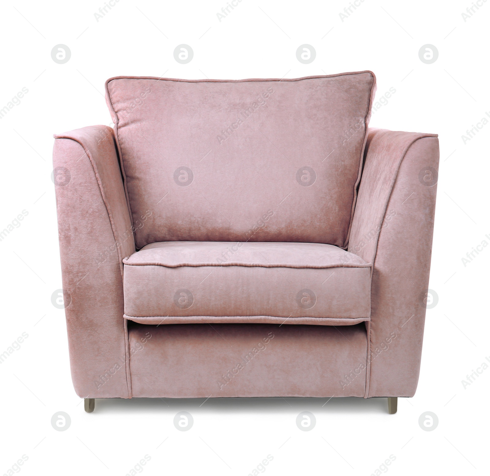 Image of One comfortable rosy brown armchair isolated on white