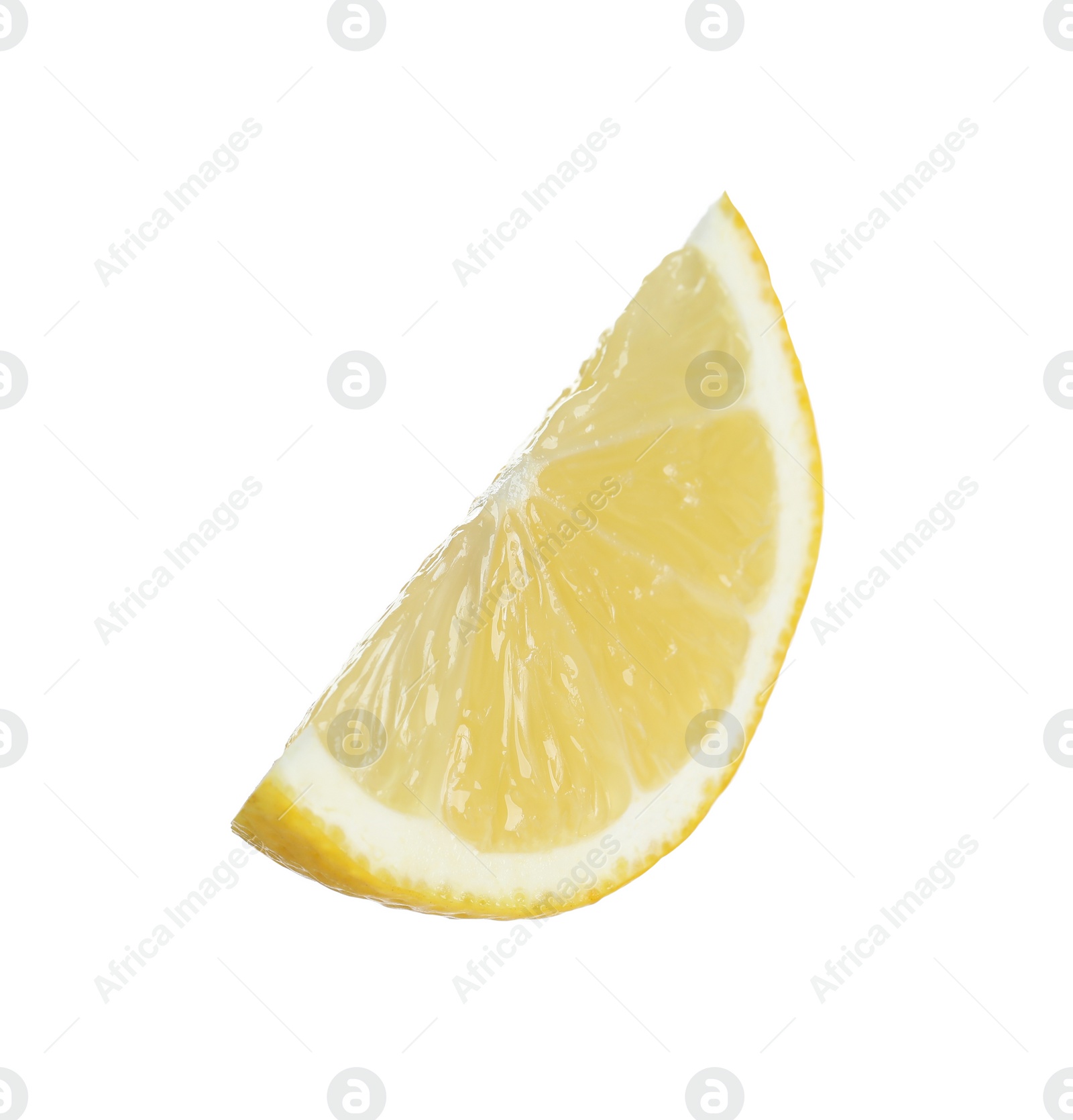 Photo of Slice of fresh lemon isolated on white