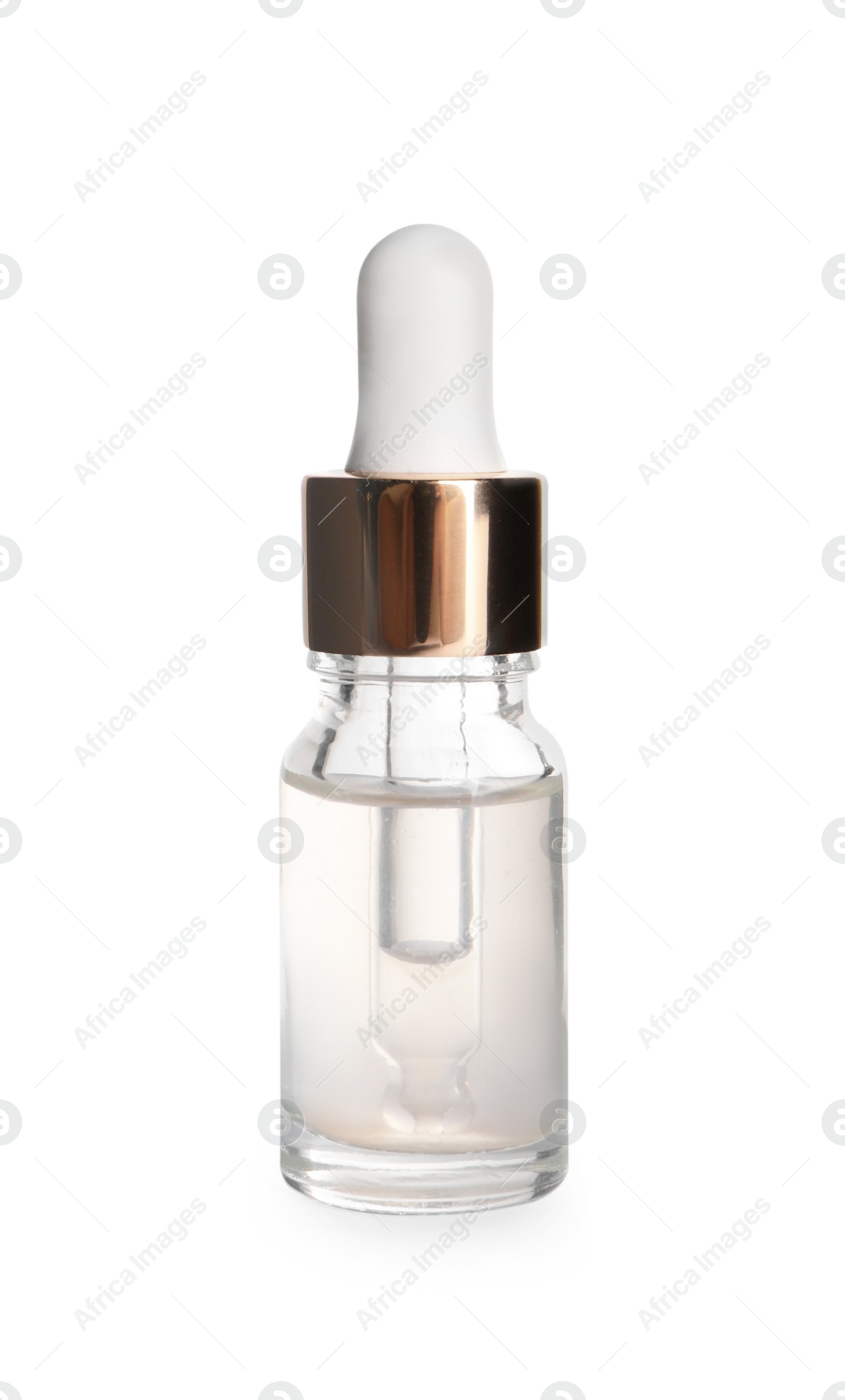 Photo of One bottle of cosmetic serum isolated on white
