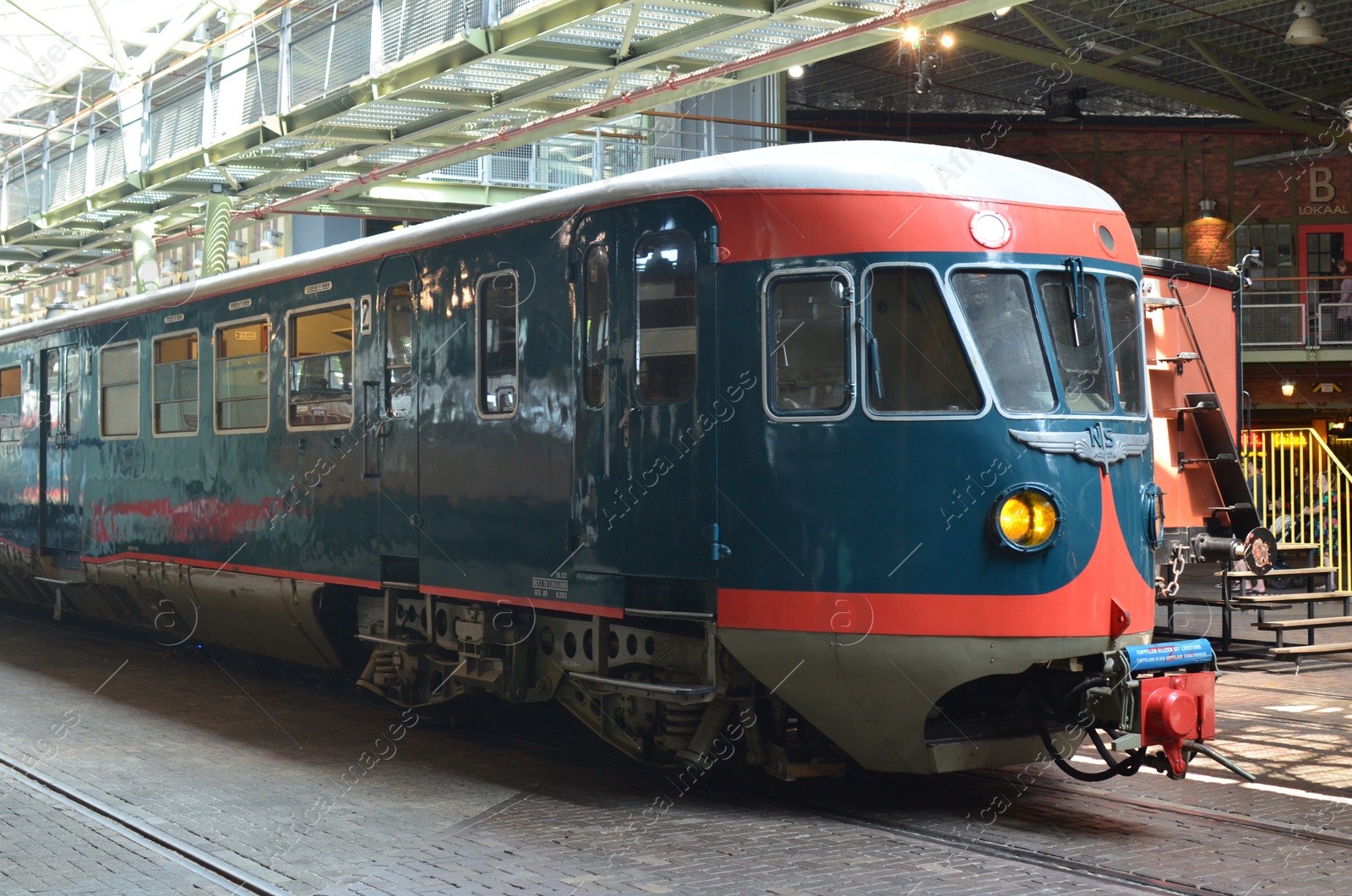 Photo of Utrecht, Netherlands - July 23, 2022: Old diesel train on display in Spoorwegmuseum