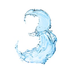 Illustration of Number three made of water on white background