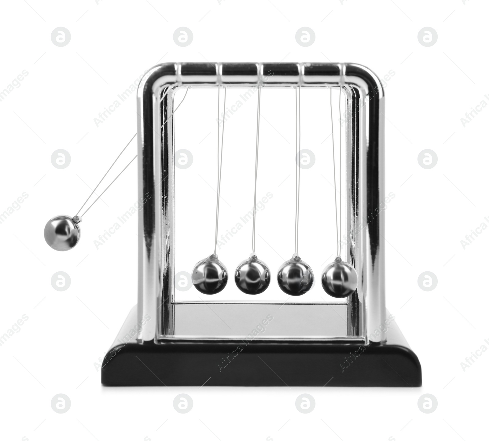 Photo of Newton's cradle isolated on white. Physics law of energy conservation