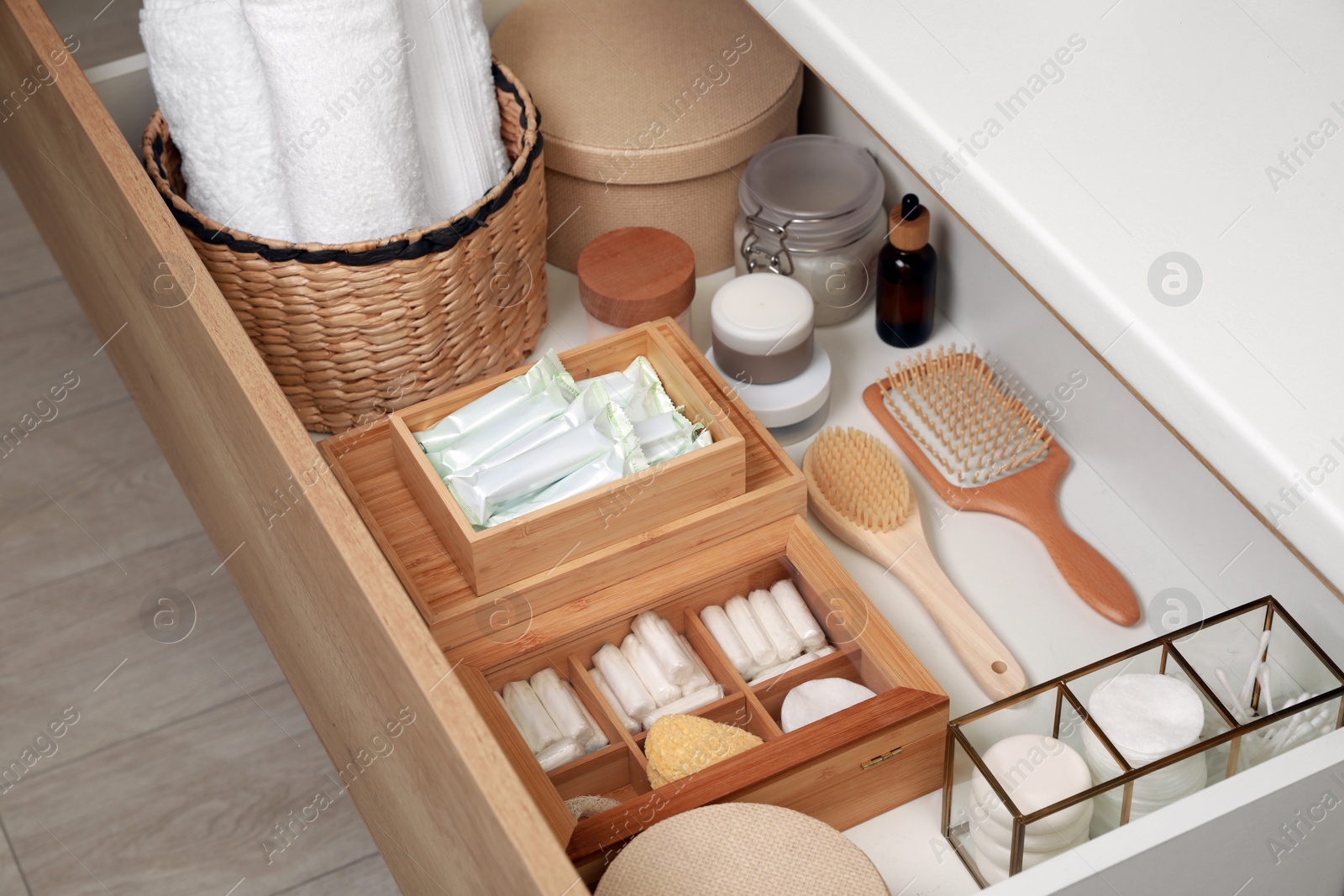 Photo of Keeping tampons and other self care products in drawer