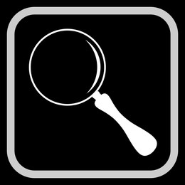 Magnifying glass in frame, illustration on black background