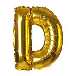 Photo of Golden letter D balloon on white background