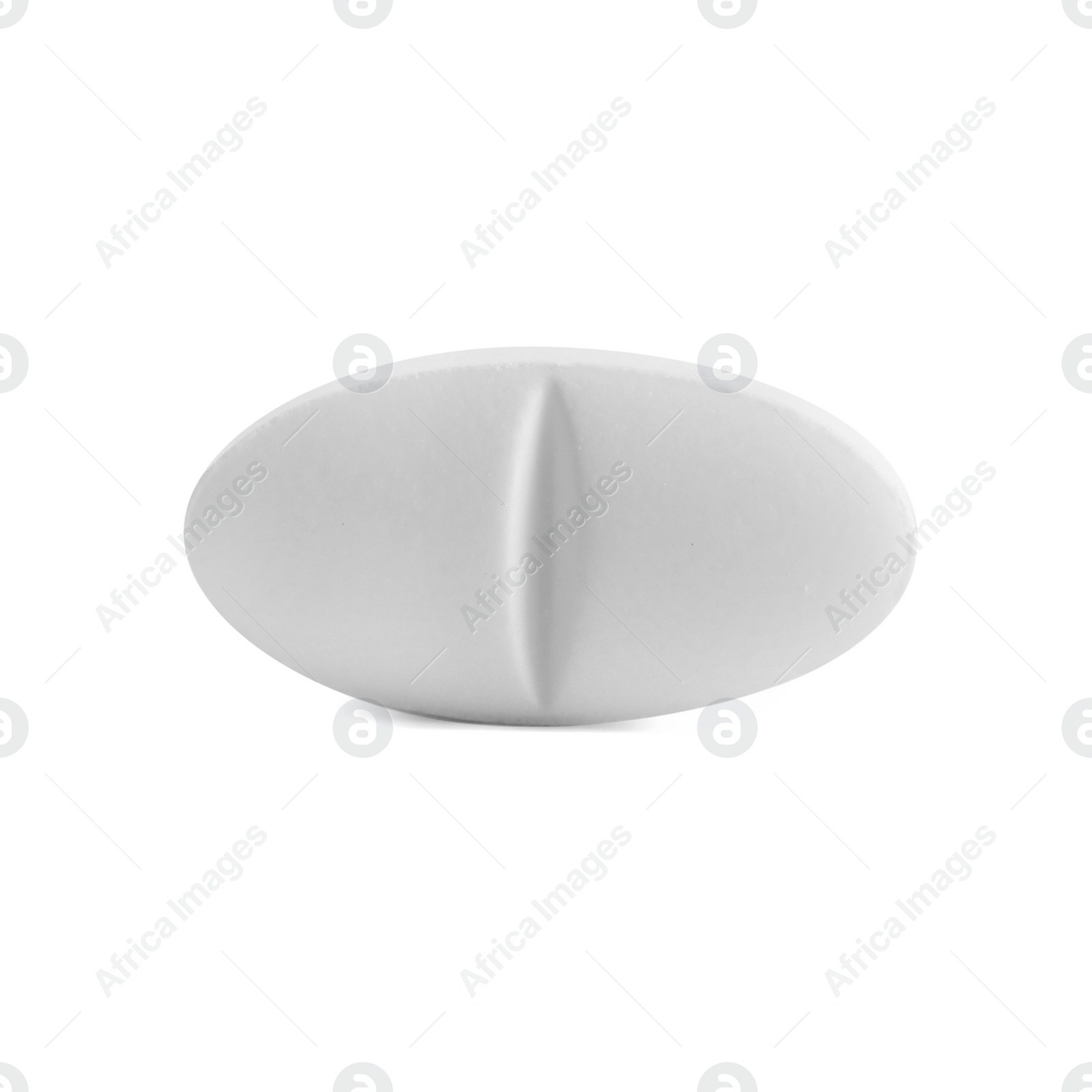 Photo of One pill on white background. Medicinal treatment