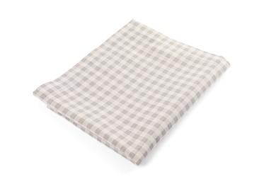 Photo of One grey plaid napkin isolated on white