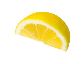 Photo of Fresh ripe lemon slice isolated on white