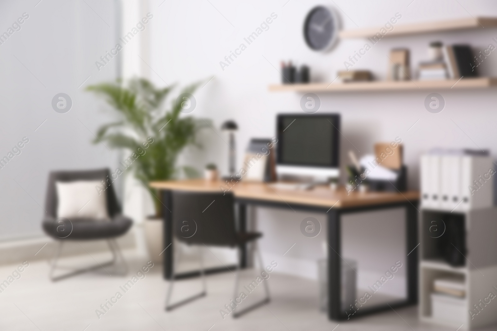 Image of Blurred view of modern office interior 