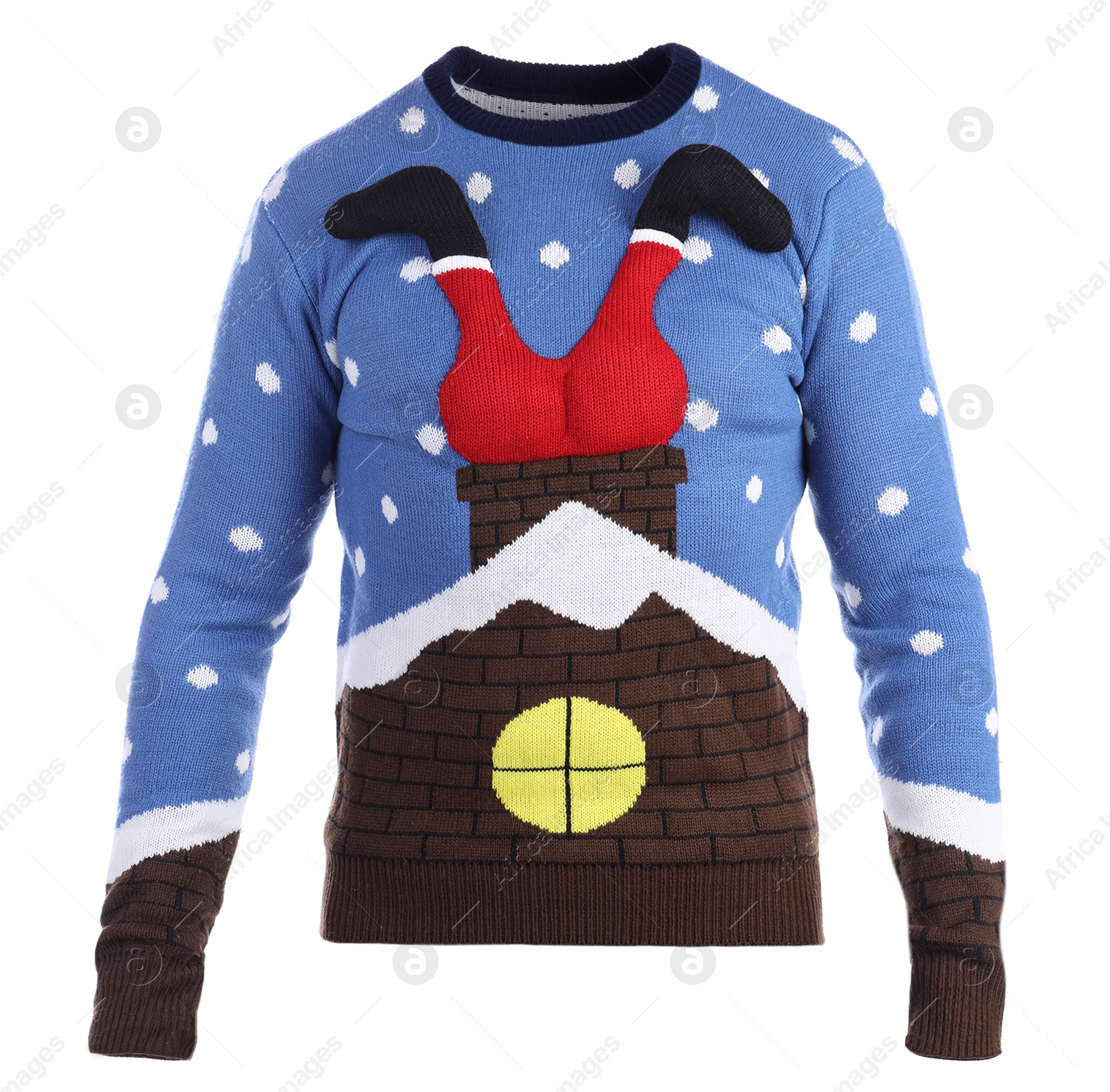 Image of Funny warm Christmas sweater on white background