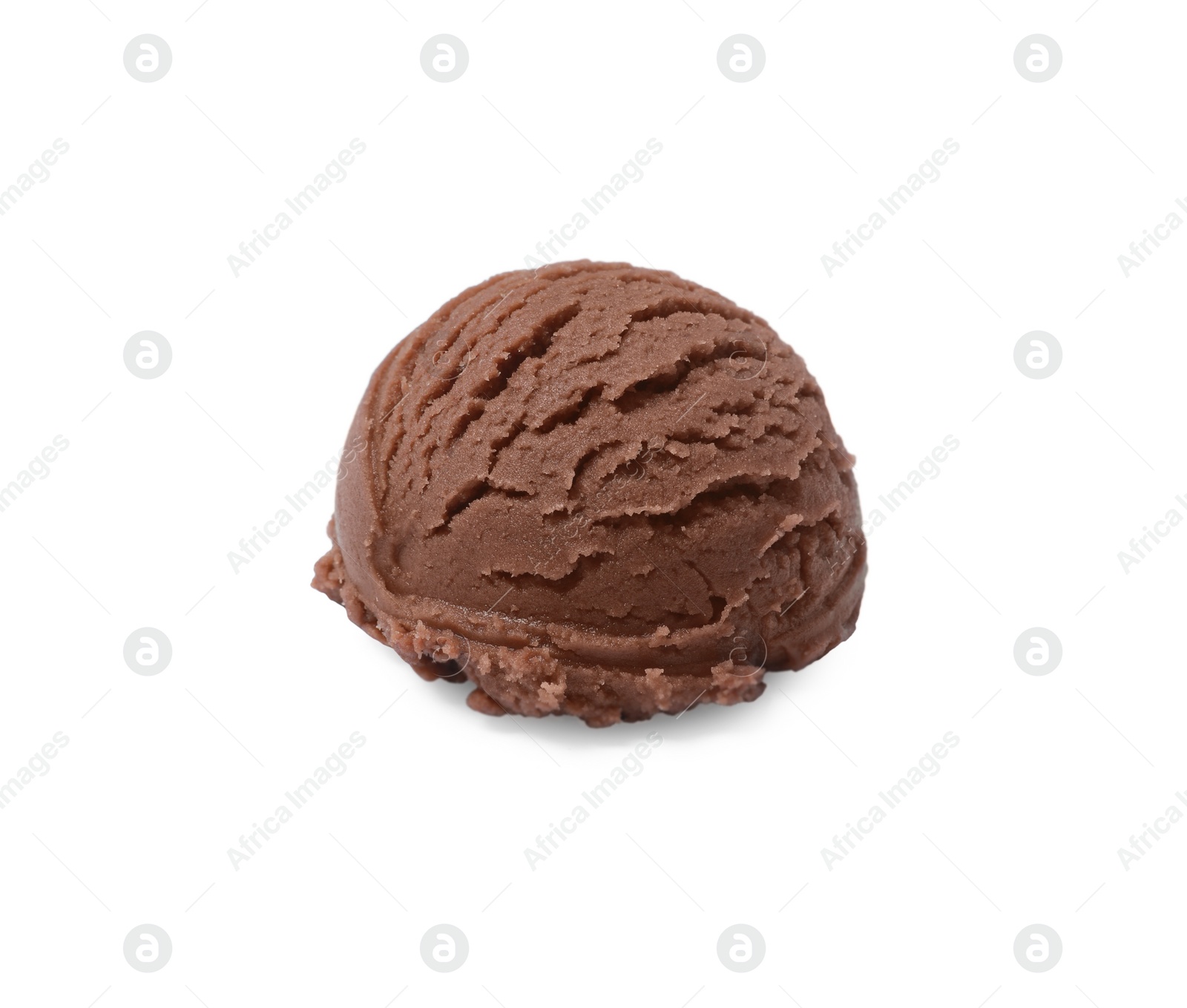 Photo of Scoop of tasty chocolate ice cream isolated on white