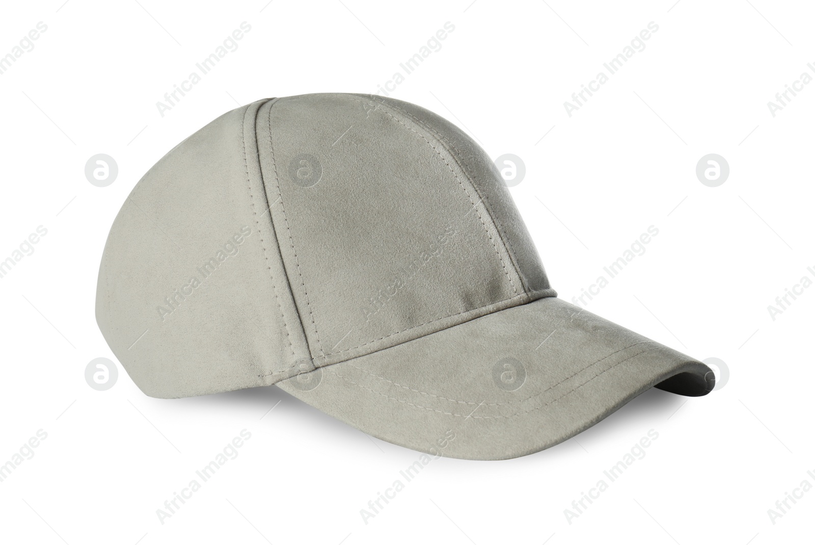 Photo of Stylish beige baseball cap isolated on white