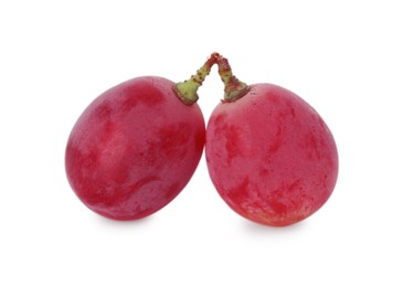 Photo of Two ripe red grapes isolated on white