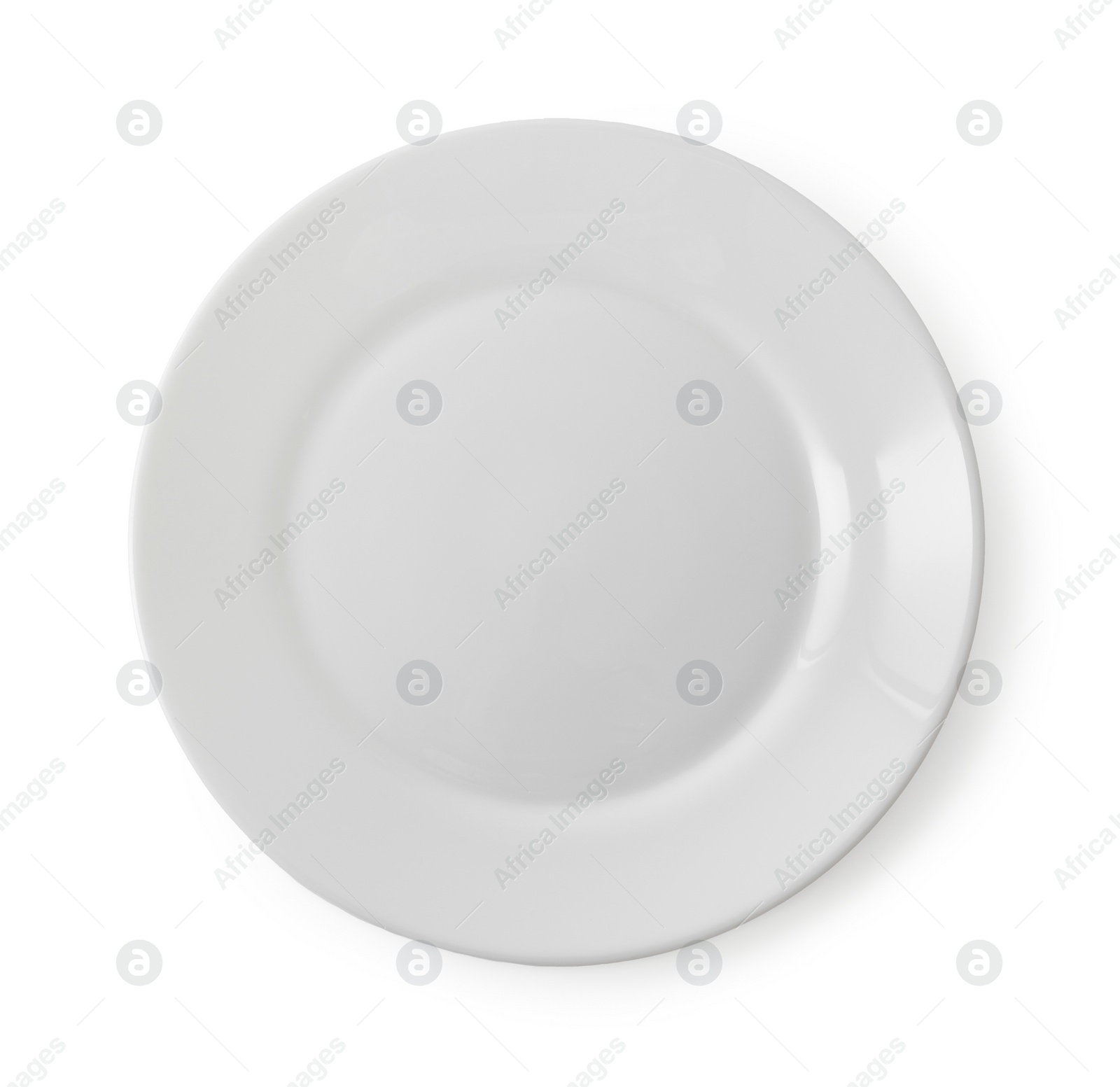 Photo of One clean ceramic plate isolated on white, top view