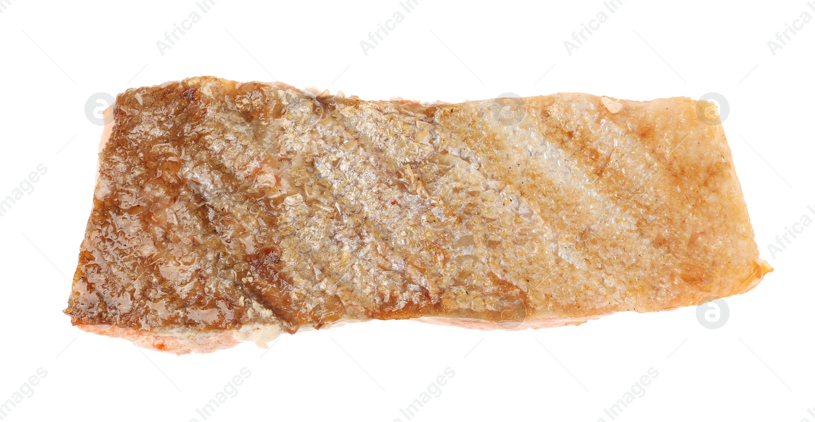 Photo of Piece of tasty grilled salmon isolated on white