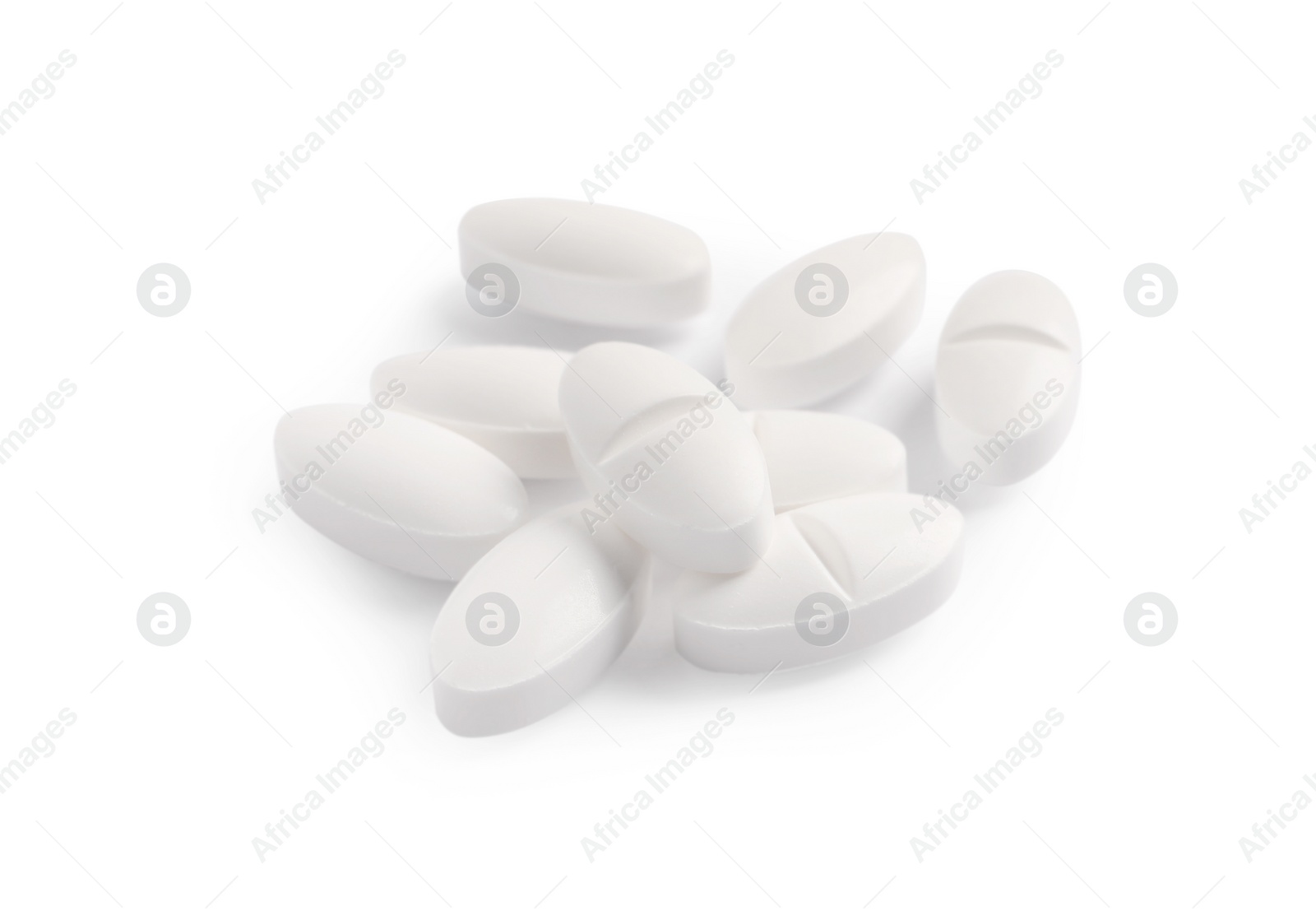 Photo of Many pills isolated on white. Medicinal treatment