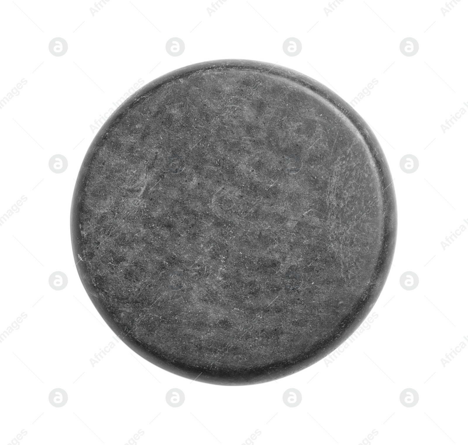 Photo of Grey spa stone isolated on white, top view