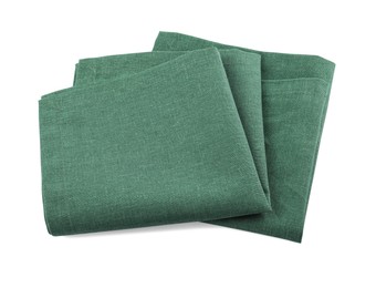 Green cloth kitchen napkins isolated on white