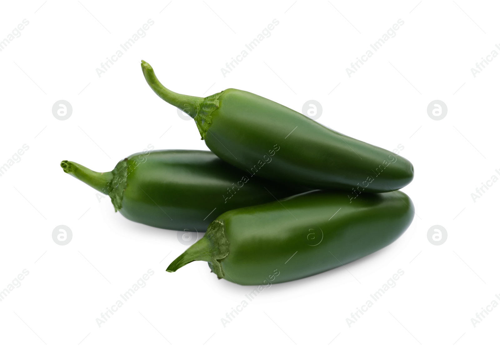 Photo of Green hot chili peppers isolated on white