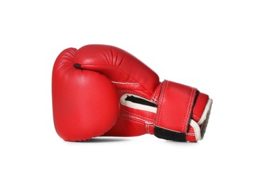 Photo of New red boxing glove isolated on white