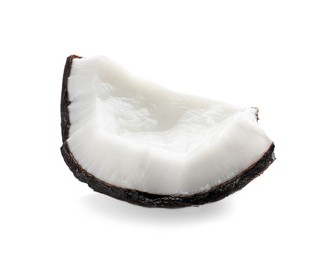 Photo of Piece of fresh ripe coconut isolated on white