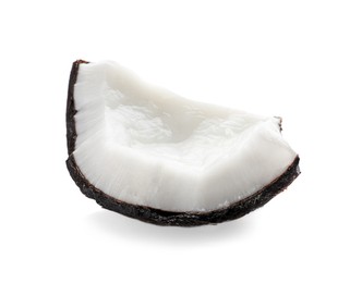 Piece of fresh ripe coconut isolated on white