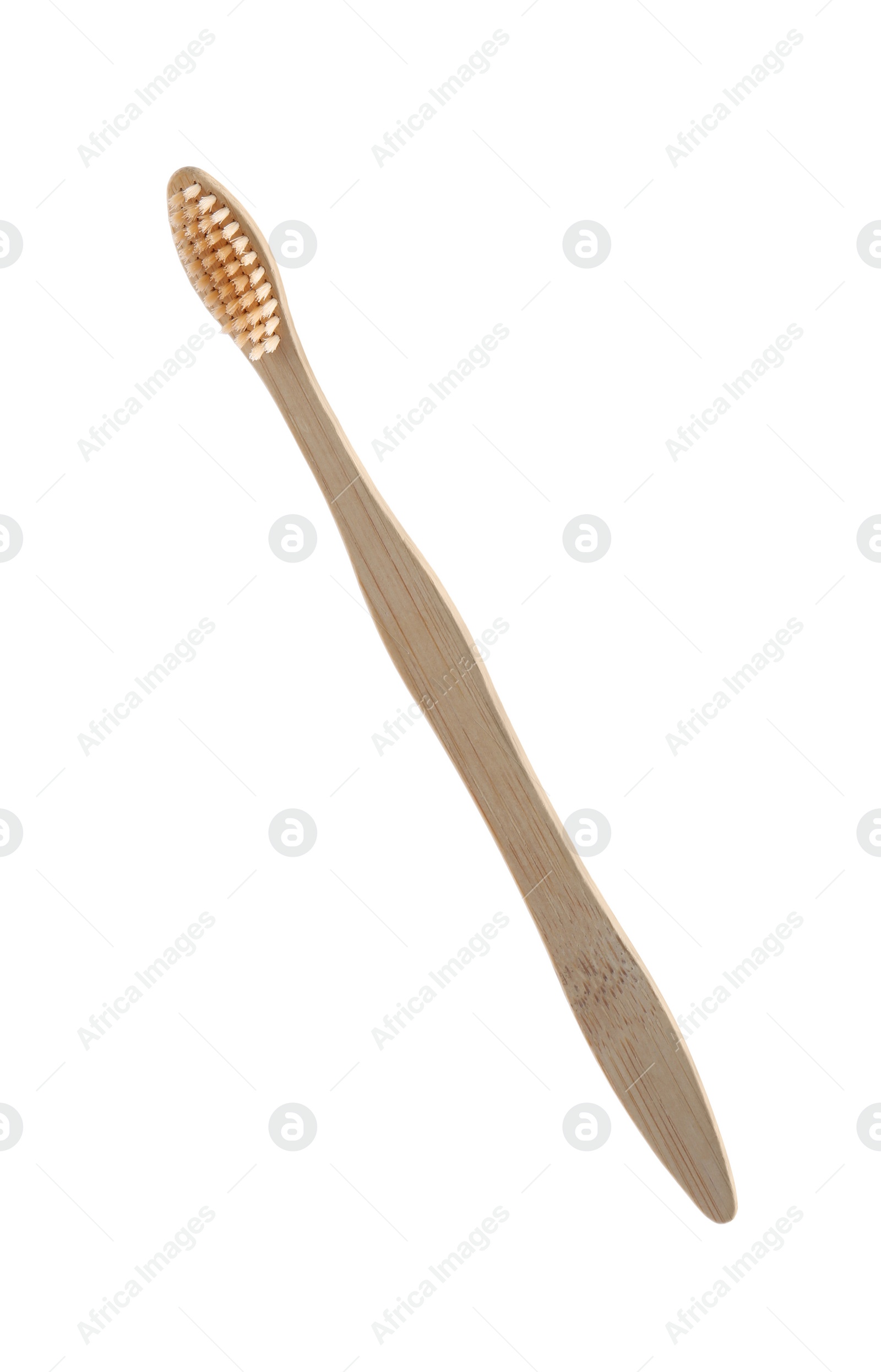 Photo of One bamboo toothbrush on white background. Eco friendly product