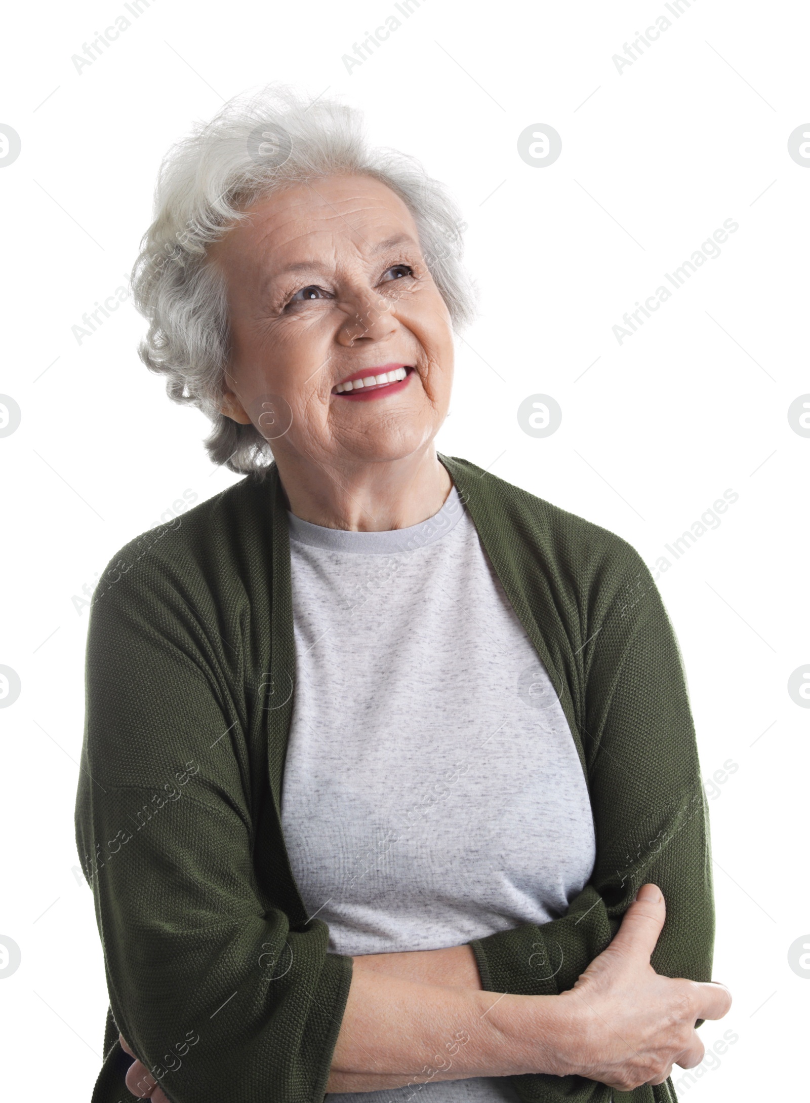 Photo of Portrait of mature woman isolated on white