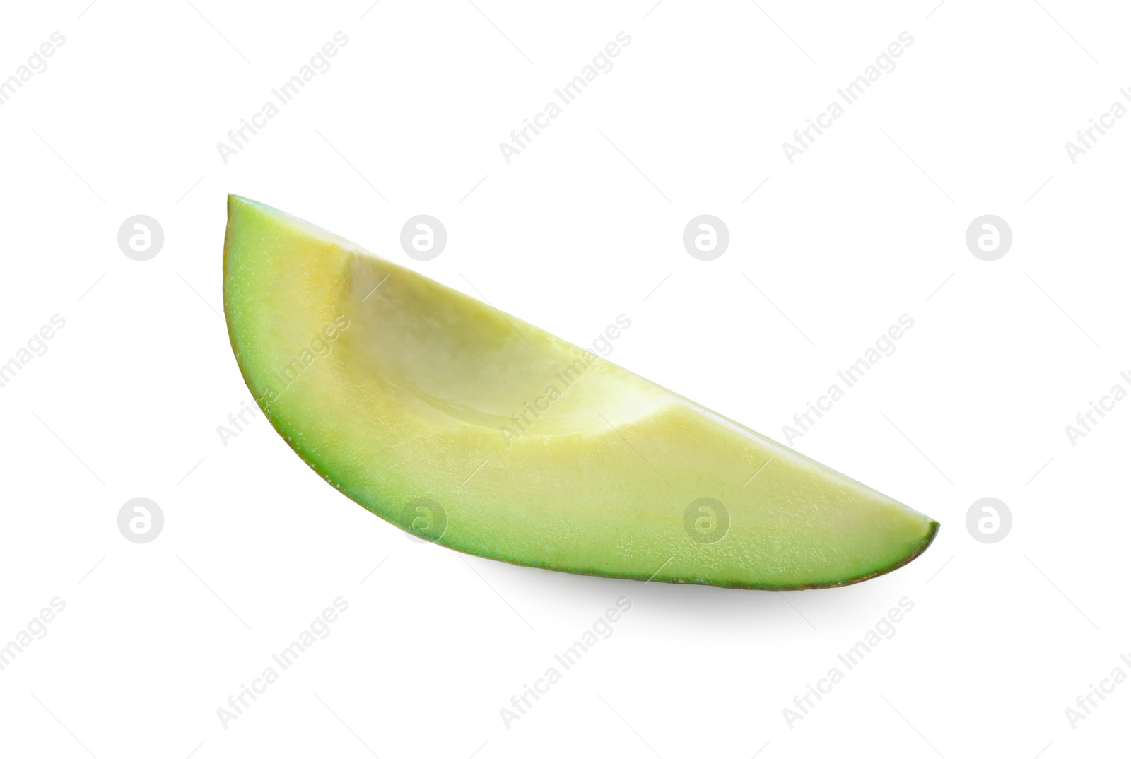 Photo of Slice of ripe avocado isolated on white