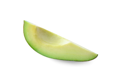 Photo of Slice of ripe avocado isolated on white