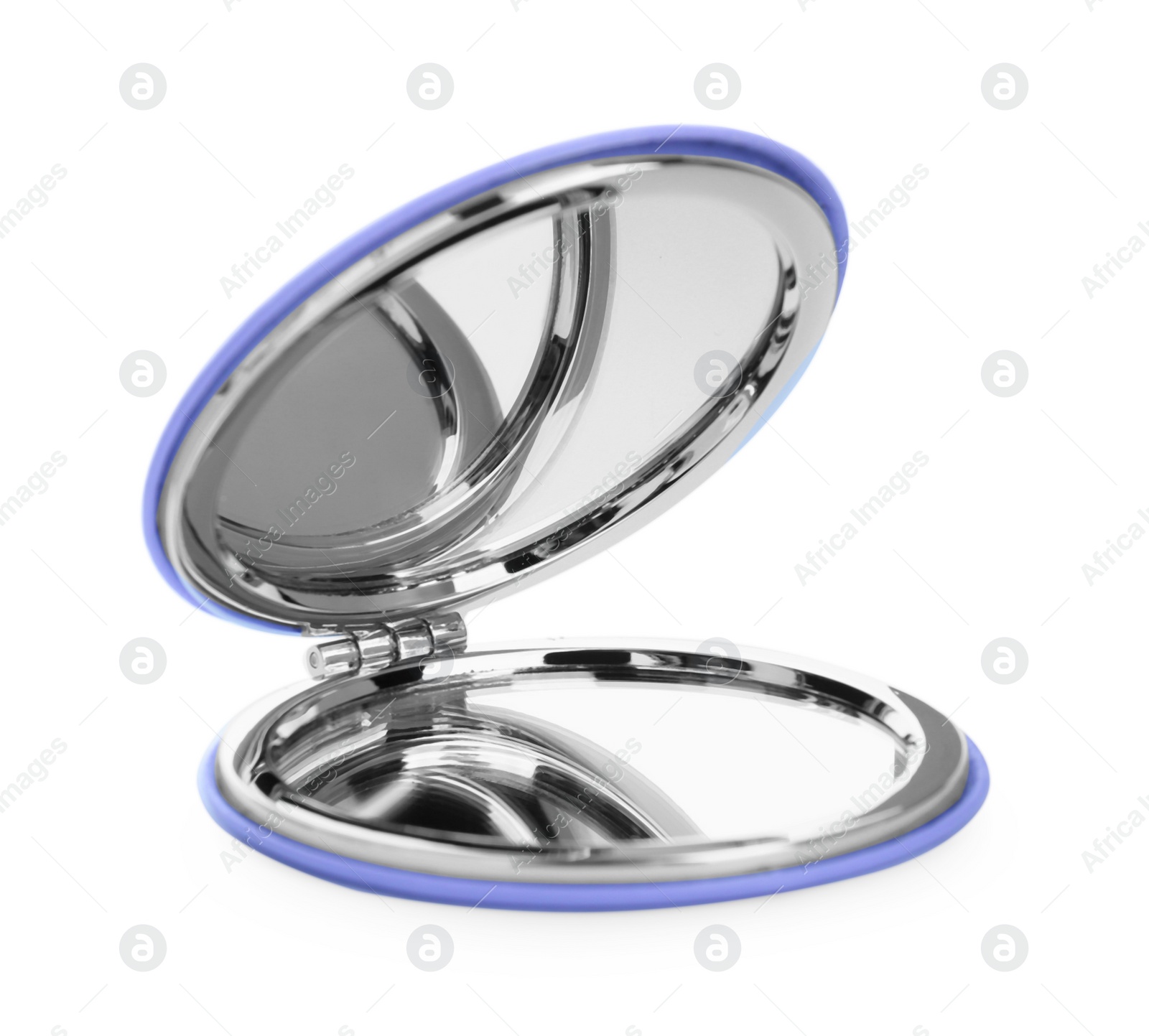 Photo of Stylish cosmetic pocket mirror isolated on white