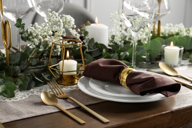 Photo of Stylish elegant table setting for festive dinner indoors