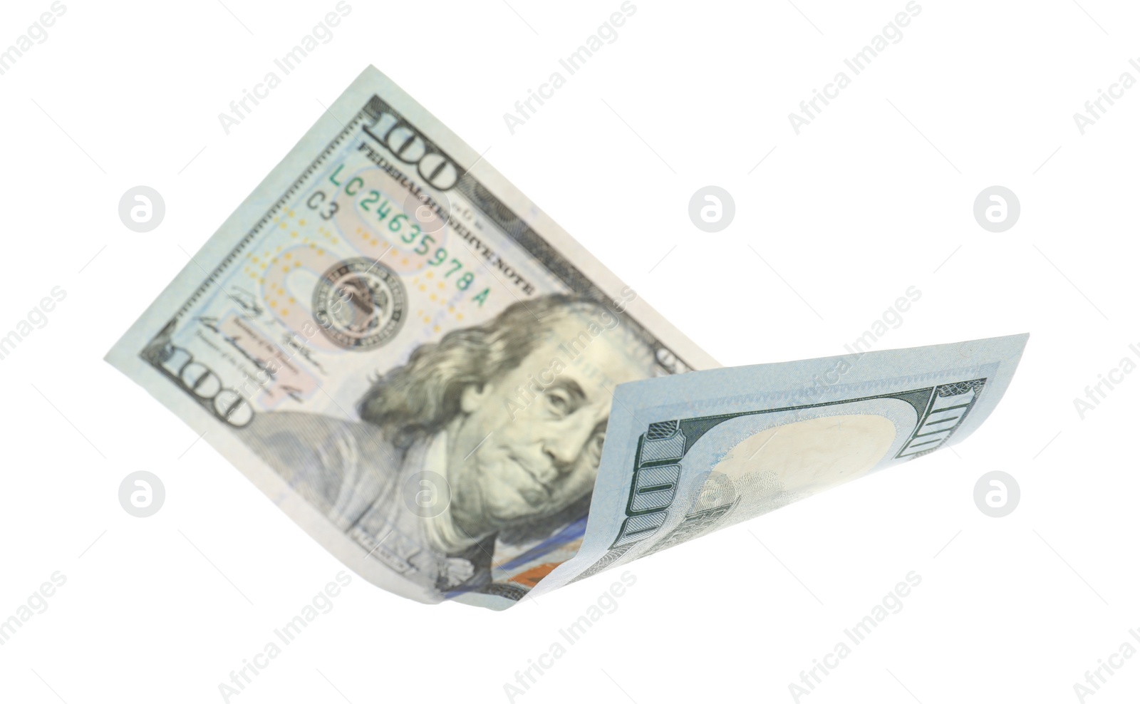 Photo of One dollar banknote on white background. National American currency