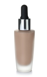 Photo of Bottle of skin foundation on white background