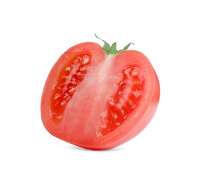 Half of red ripe tomato isolated on white