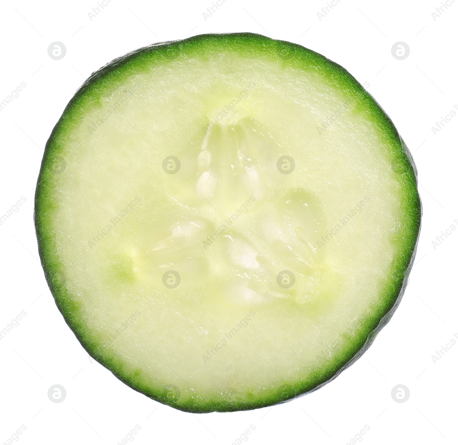 Photo of Slice of fresh cucumber isolated on white