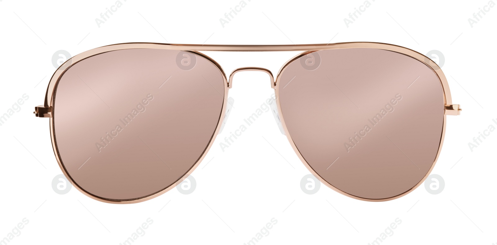 Photo of New stylish aviator sunglasses isolated on white