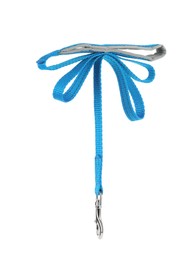 Photo of Light blue dog leash isolated on white