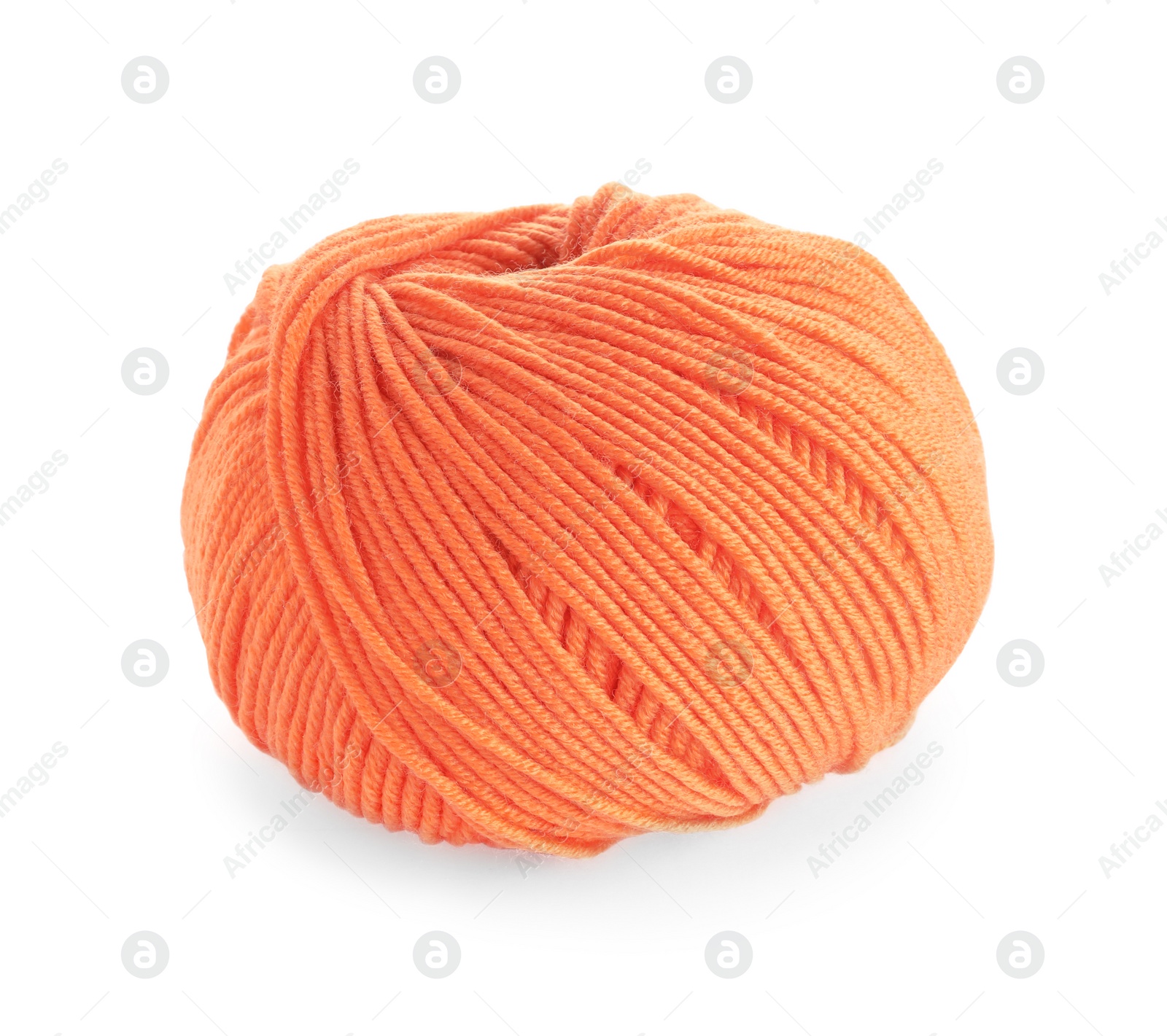 Photo of Soft orange woolen yarn isolated on white