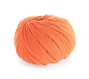 Soft orange woolen yarn isolated on white