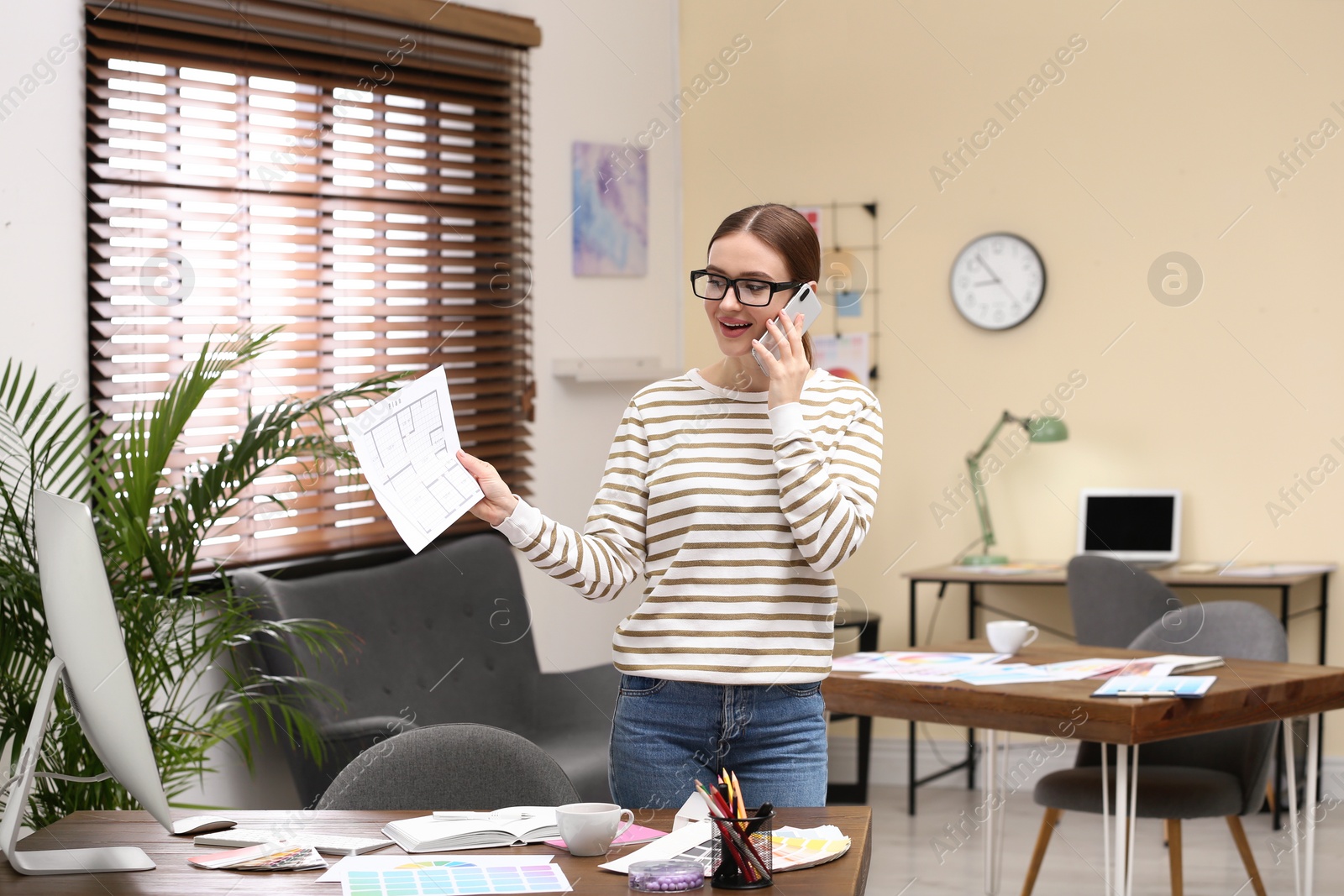 Photo of Professional interior designer at workplace in office