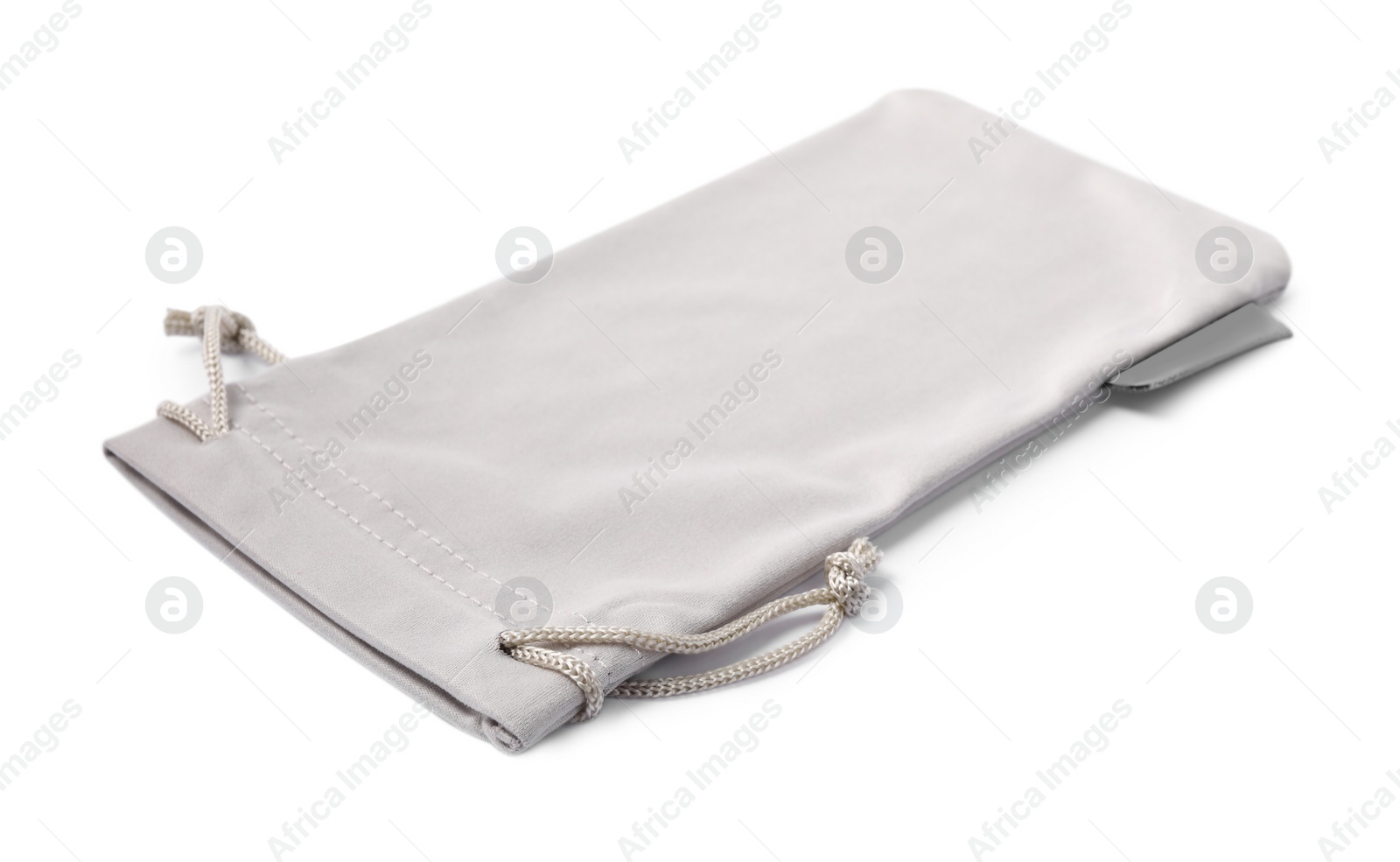 Photo of Soft cloth sunglasses bag isolated on white